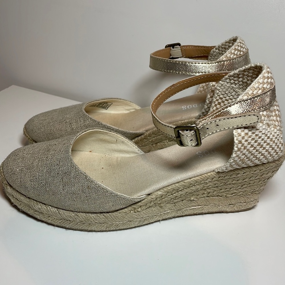 Soludos Wedge Espadrilles Strappy Linen Sandal 6.5